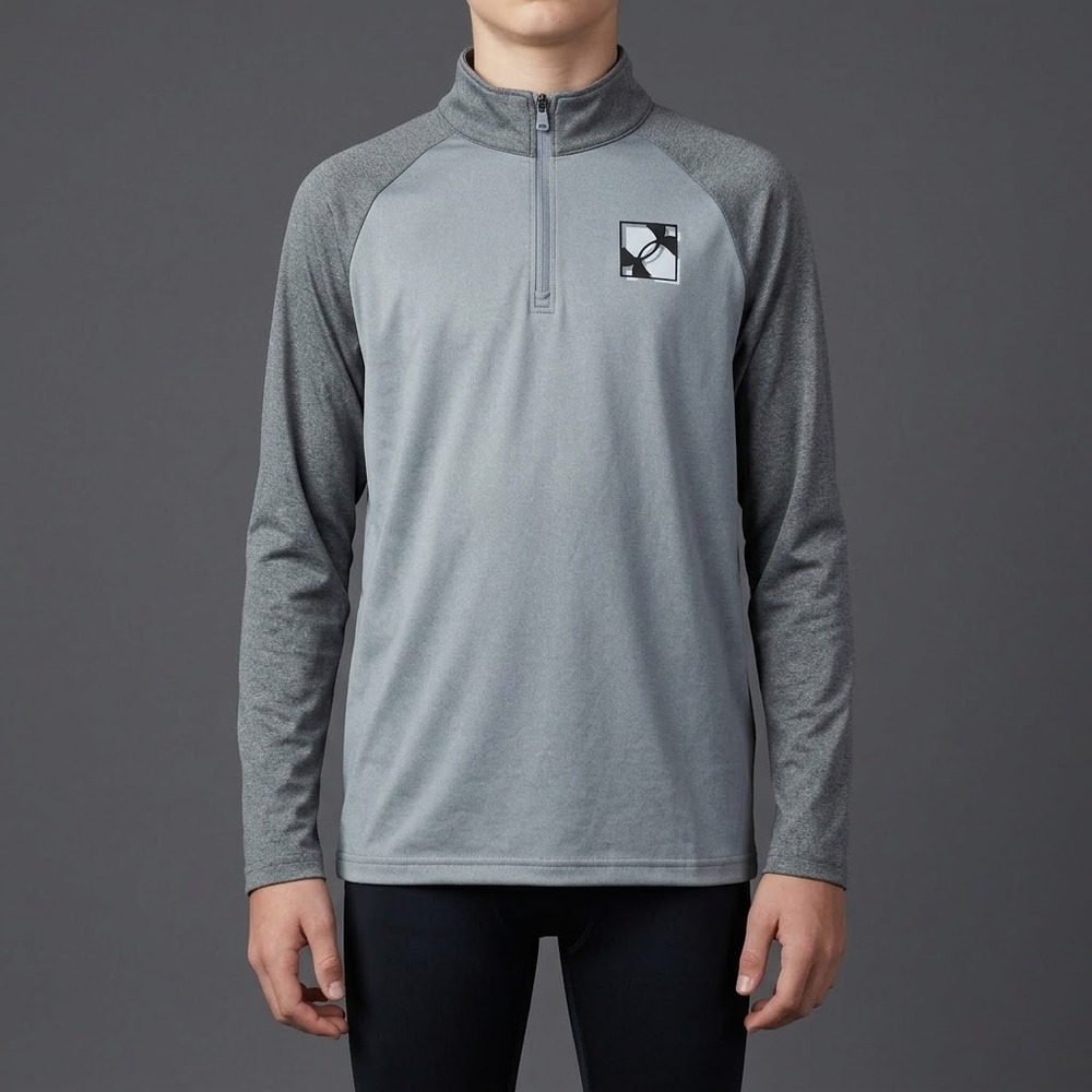 Under‎ Armour Youth XL 1/4 Zip Pullover Gray Long Sleeve Shirt Loose Fit EUC